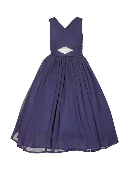 navy blue solid party gown - 18267158 - Very Small Image - 1