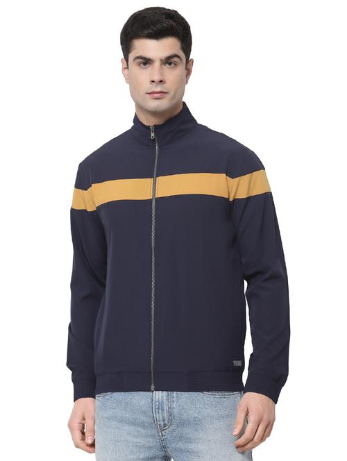 navy blue cut and sew casual jacket - 18267162 - Very Small Image - 1