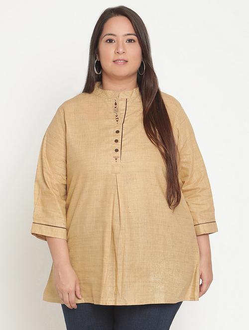 women's a line mandarin neck top - 18267420 - Very Small Image - 1