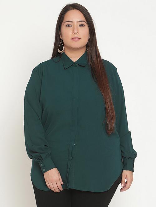 green solid long sleeve shirt - 18267429 - Very Small Image - 1