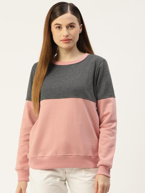 round neck color block sweatshirt - 18267776 - Very Small Image - 1