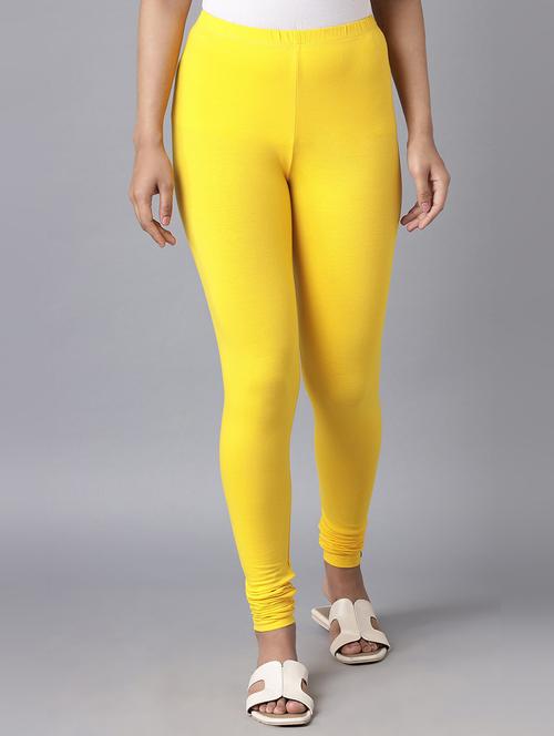 yellow cotton churidar churidars & leggings - 18269088 - Very Small Image - 1