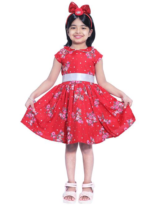 girls round neck short sleeves frock - 18269560 - Very Small Image - 1