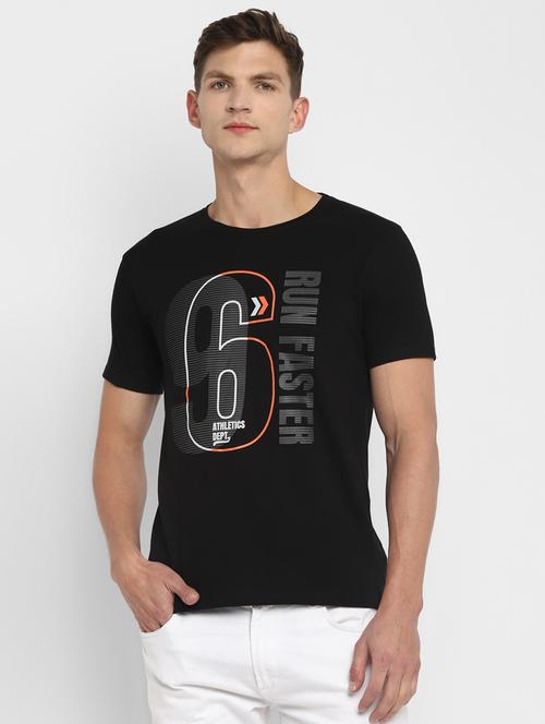 black chest-printed t-shirt - 18269901 - Very Small Image - 1