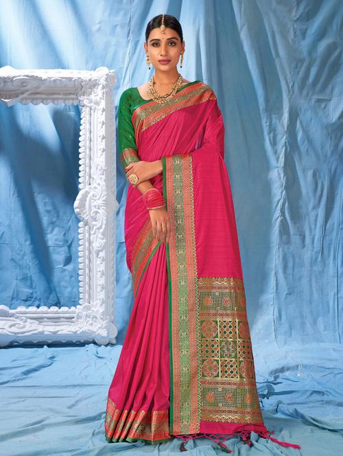 women's self design pink colored saree with blouse - 18269994 - Very Small Image - 1