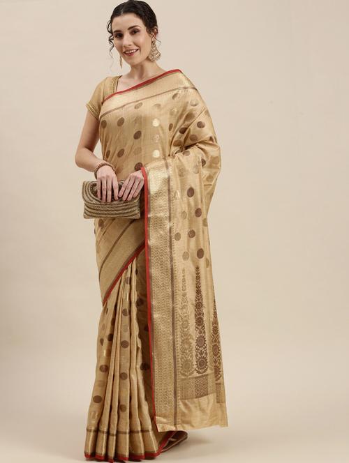 mustard cotton saree with blouse - 18270017 - Very Small Image - 1