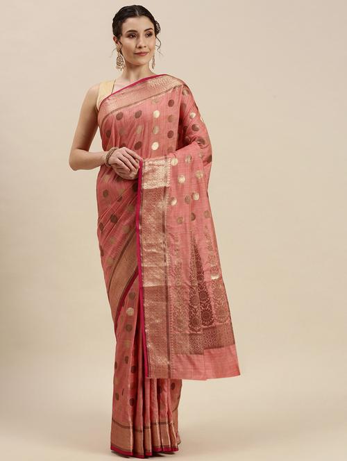 pink cotton saree - 18270019 - Very Small Image - 1