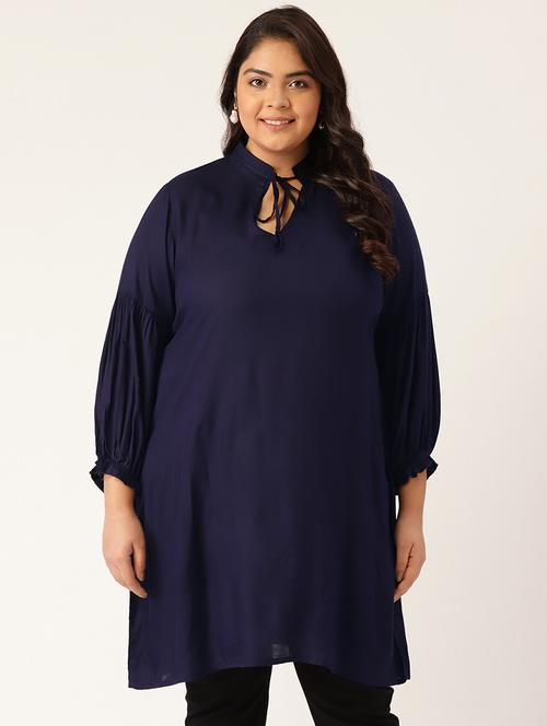 tie up neck polka dot plus tunic - 18270657 - Very Small Image - 1