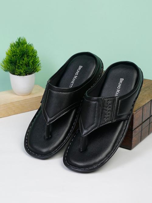 black faux leather slip on floaters - 18270746 - Very Small Image - 1