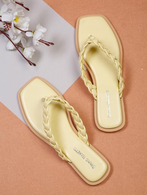 yellow faux leather slip on sandals - 18271070 - Very Small Image - 1