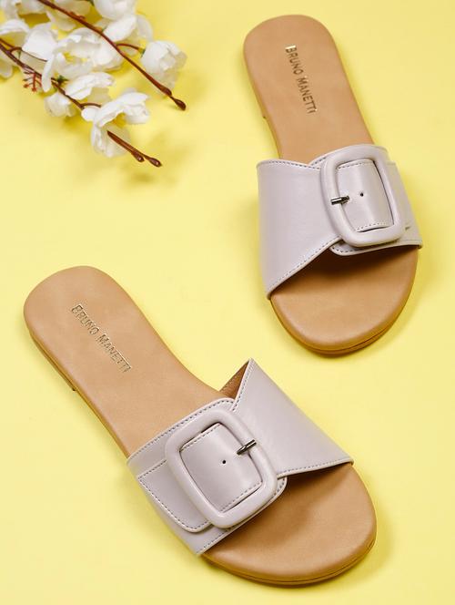 nude faux leather slip on sandals - 18271096 - Very Small Image - 1
