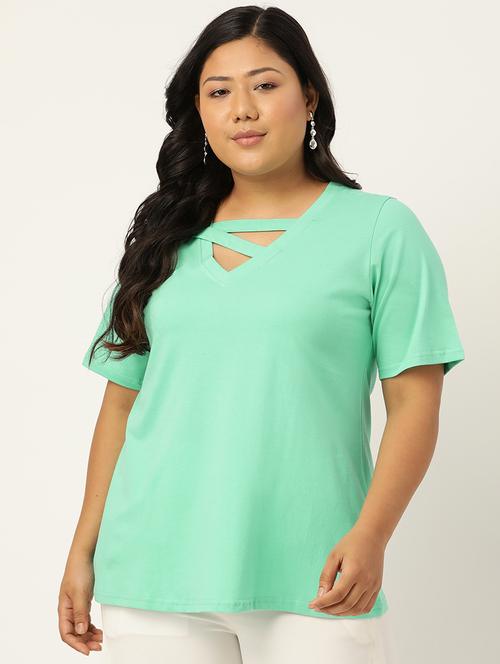 women's straight v neck top - 18271899 - Very Small Image - 1