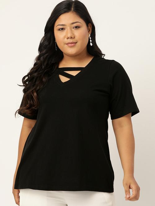 women's straight v neck top - 18271901 - Very Small Image - 1