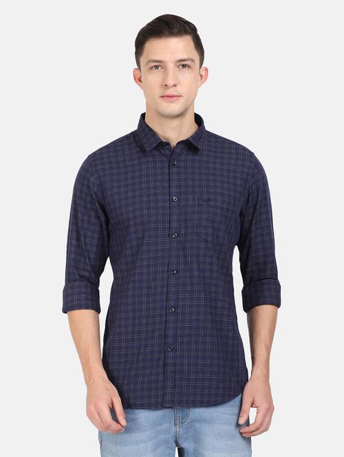 navy blue checkered casual shirt - 18272507 - Very Small Image - 1