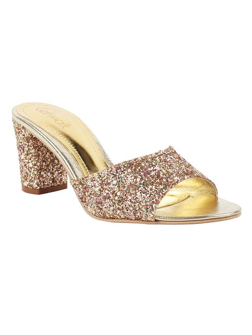 gold synthetic slip on sandals - 18273475 - Very Small Image - 1