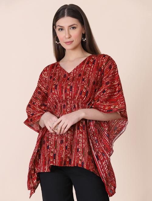 v-neck printed top kaftan - 18273611 - Very Small Image - 1