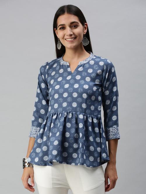 women's peplum mandarin neck top - 18274836 - Very Small Image - 1