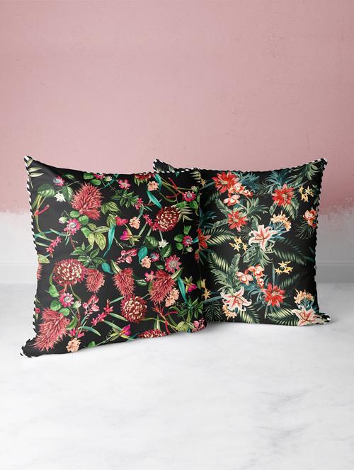 bianca silk-linen luxury cushion cover with contrast front & back (digital print - hidden zipper) -2pc 16 x16 set - 18275797 - Very Small Image - 1