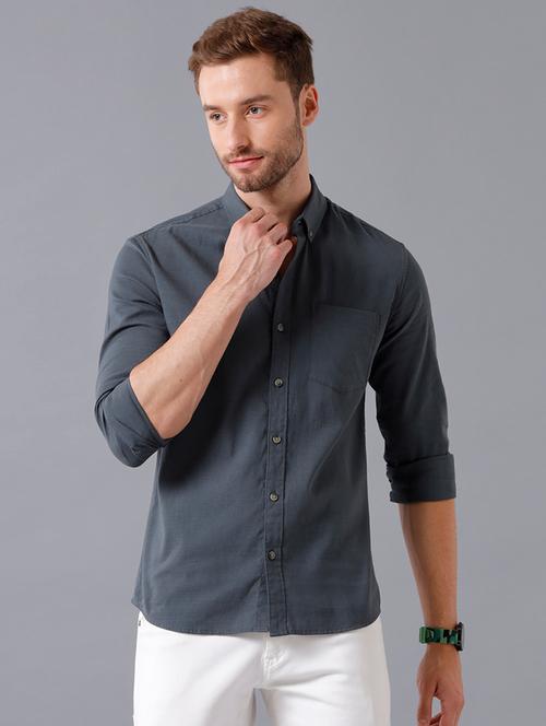 charcoal-grey solid casual shirt - 18275944 - Very Small Image - 1