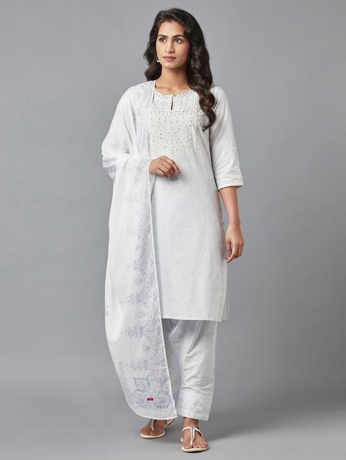 blue cotton kurta salwar  set - 18277774 - Very Small Image - 1