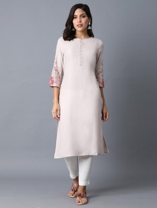 pink printed straight kurta - 18277816 - Very Small Image - 1