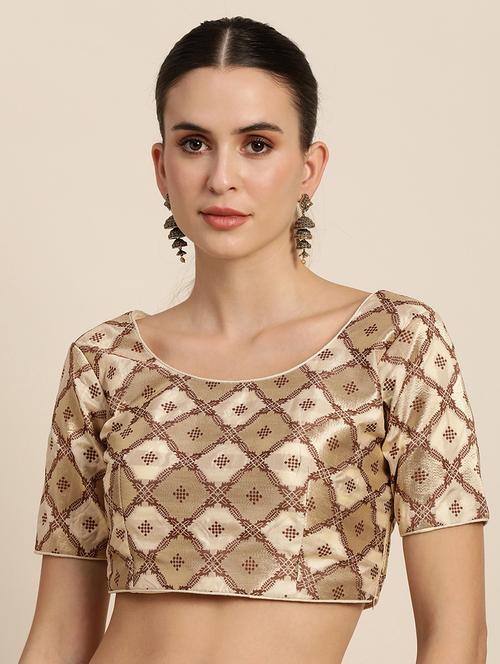 beige raw silk brocade blouse - 18277944 - Very Small Image - 1
