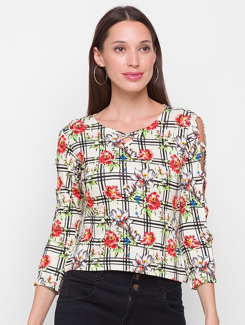 three quarter sleeve printed regular top - 18278582 - Very Small Image - 1
