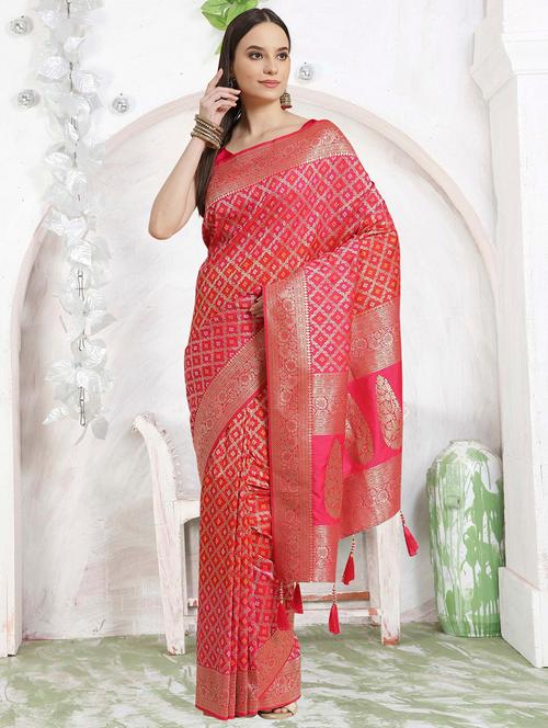 pink liva banarasi saree with blouse - 18278598 - Very Small Image - 1