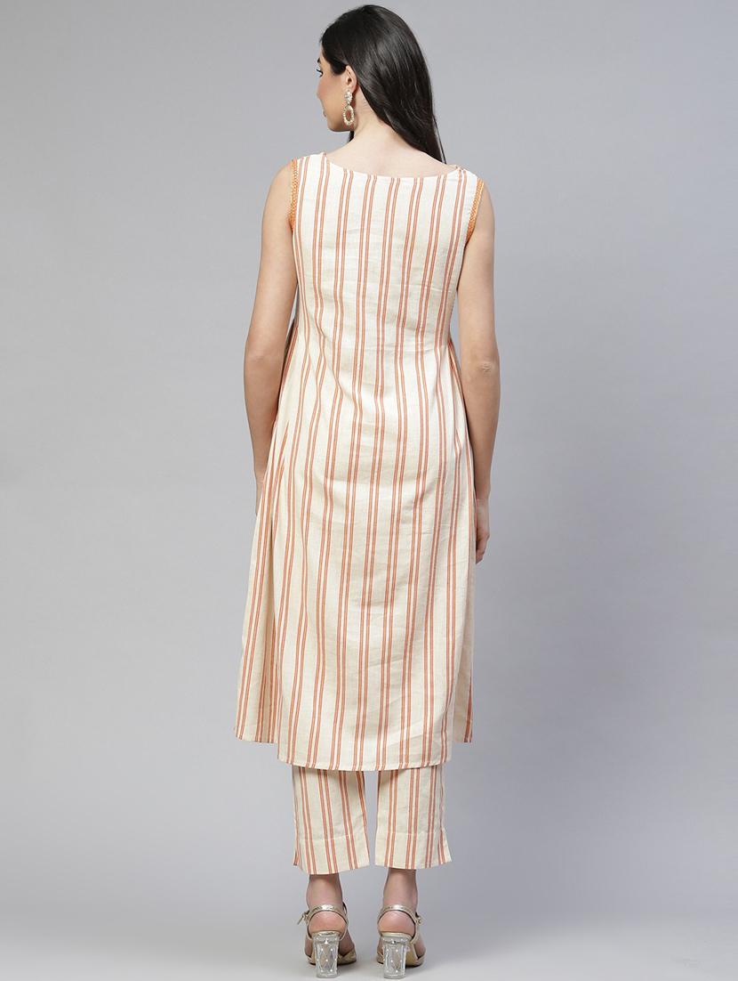 offwhite cotton kurta pant set - 18278735 - Standard Image - 3