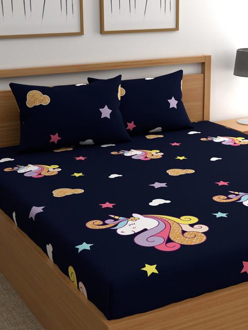 luxurivo home – super soft 120 tc microfiber double bedsheet with 2 contrast pillow covers - 18280856 - Very Small Image - 1