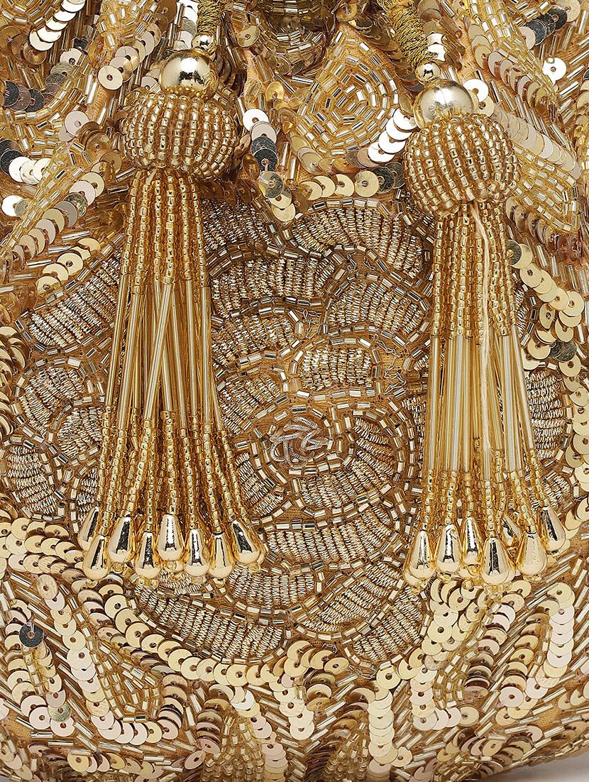 gold sequined regular potli - 18280871 - Standard Image - 3