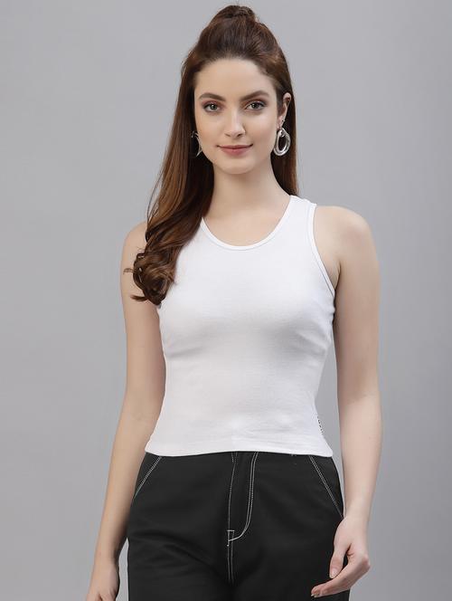 women solid sleeveless round neck top - 18281341 - Very Small Image - 1