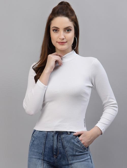 women's white mock neck top - 18281346 - Very Small Image - 1