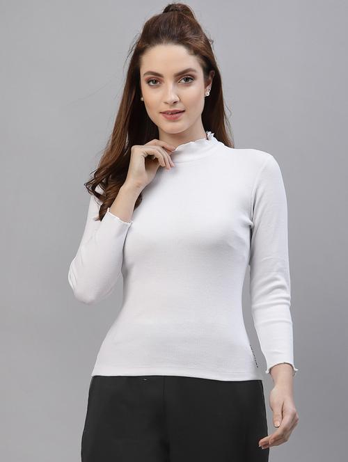 women's white mock neck top - 18281366 - Very Small Image - 1