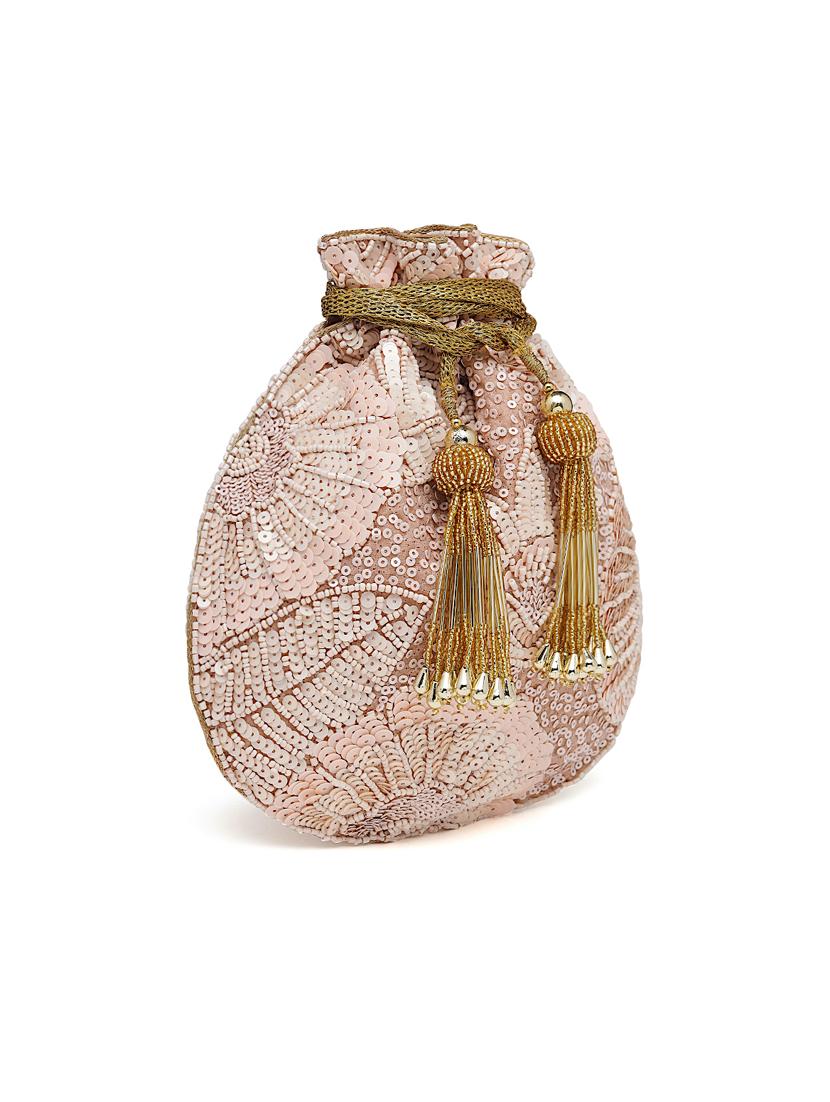 pink sequined regular potli - 18281412 - Standard Image - 4