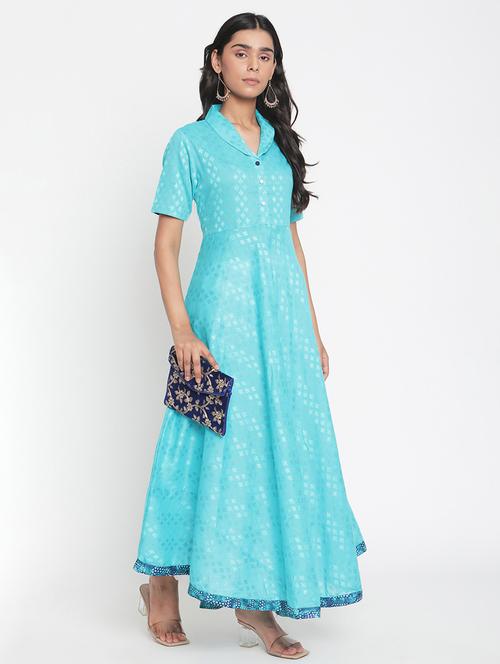 v-neck printed fit & flare ethnic dress - 18281789 - Very Small Image - 1