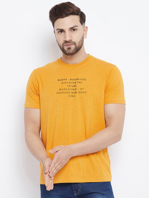 yellow chest-printed t-shirt - 18282392 - Very Small Image - 1