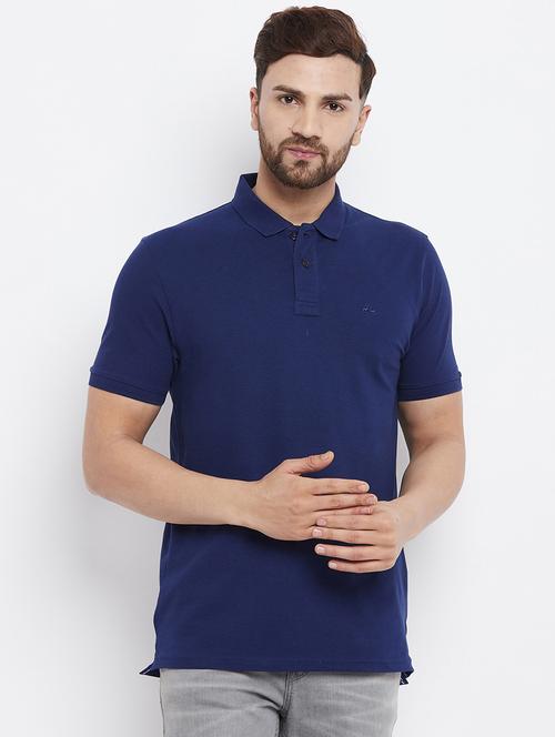 navy-blue solid polo t-shirt - 18282478 - Very Small Image - 1