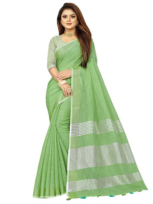 women's stripes mint colored saree with blouse - 18283081 - Very Small Image - 1