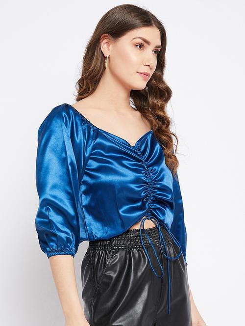 women's crop v neck top - 18283626 - Very Small Image - 1