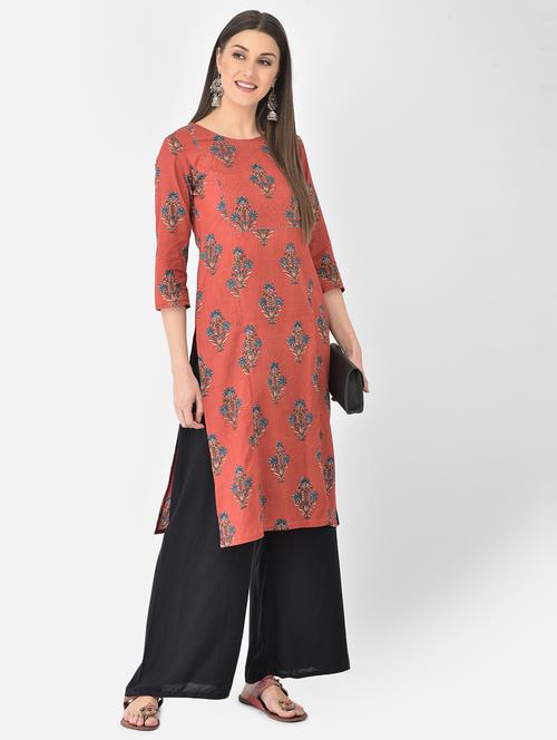 women's straight kurta - 18284572 - Very Small Image - 1