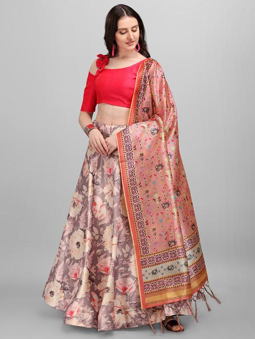 grey printed flared lehenga - 18284844 - Very Small Image - 1