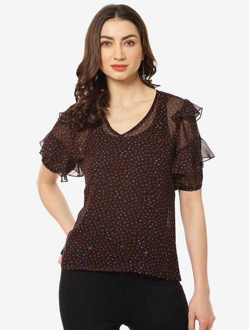 women's straight v neck top - 18285133 - Very Small Image - 1