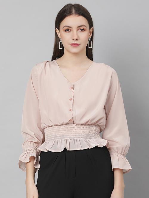 women's peplum v neck top - 18285297 - Very Small Image - 1