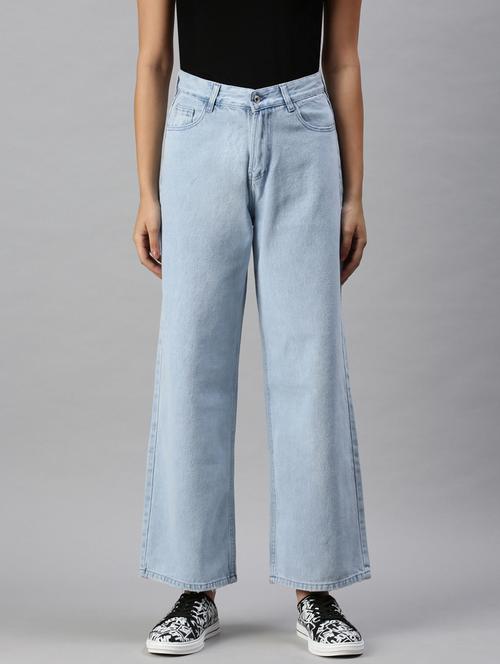 women's plain wide leg jeans - 18285681 - Very Small Image - 1