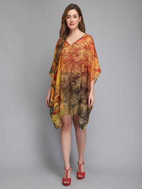 v-neck printed kaftan tunic  - 18286349 - Very Small Image - 1