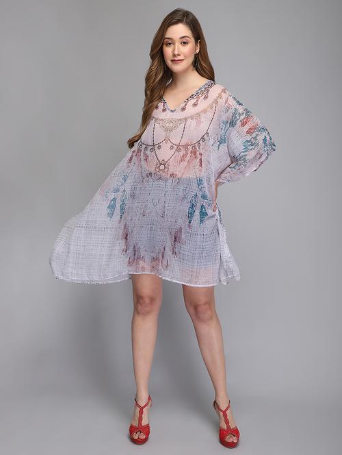 round neck printed kaftan tunic  - 18286366 - Very Small Image - 1