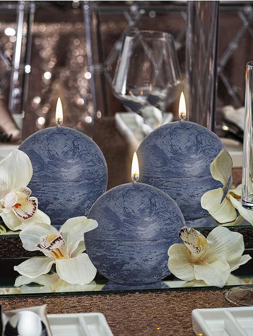 ocean breeze scented set of 3 blue color round candles - 18287349 - Very Small Image - 1