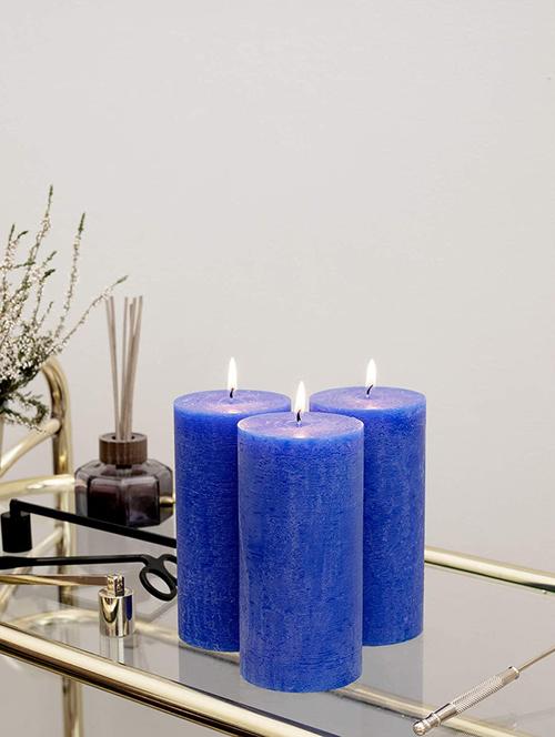 blue 6 inch strawberry fragrance set of 3 pillar candles - 18287378 - Very Small Image - 1