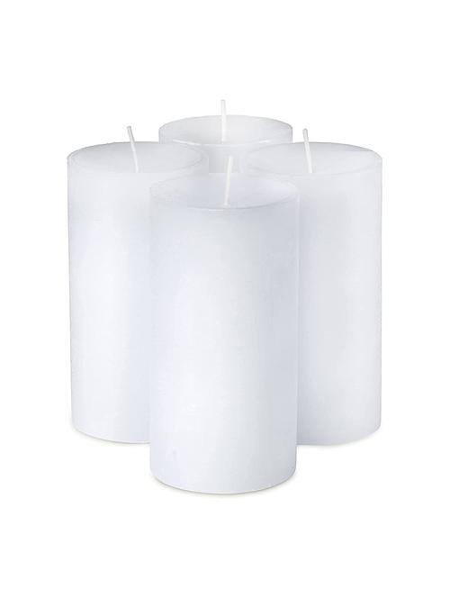 white 6 inch lavender fragrance set of 4 pillar candles - 18287422 - Very Small Image - 1